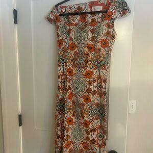 Floral Orange and Green Dress